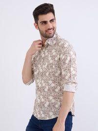 Men Shirt Beige Slim Fit