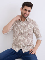 Men Shirt Beige Slim Fit