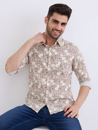 Men Shirt Beige Slim Fit