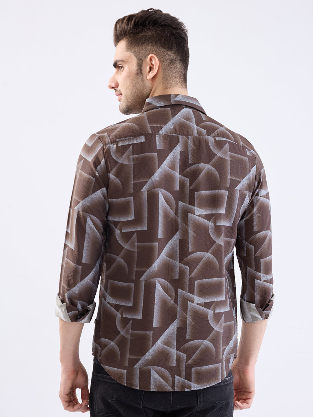 Spykar Bison Brown Slim Fit Casual Shirts For Men