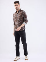 Men Shirt Brown Slim Fit