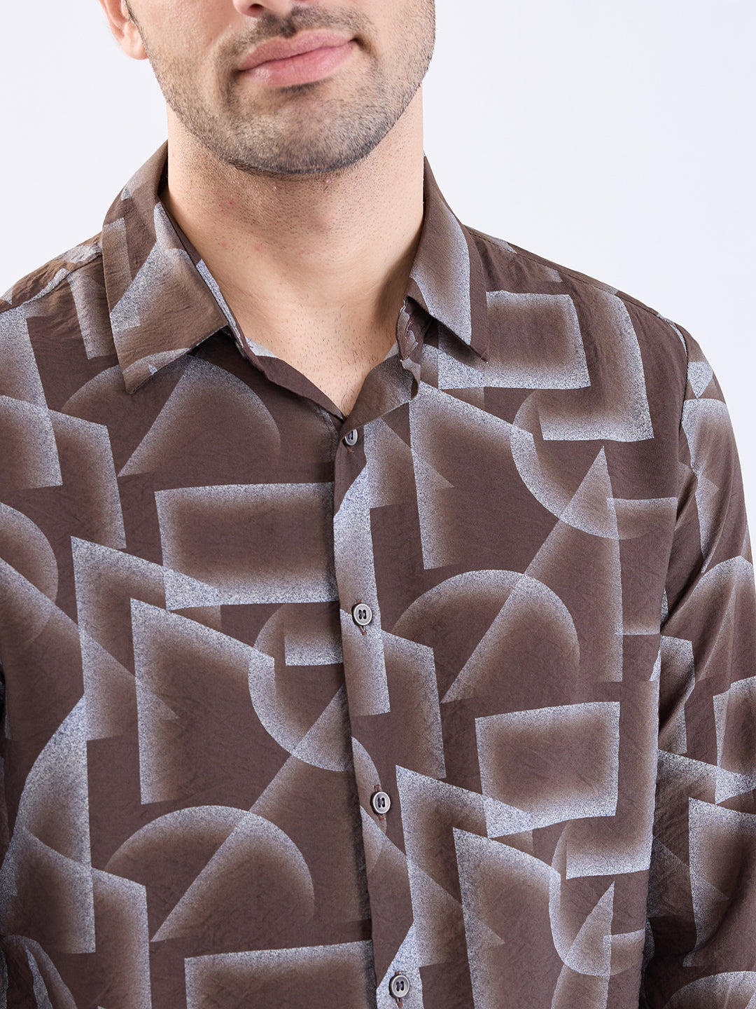 Spykar Bison Brown Slim Fit Casual Shirts For Men