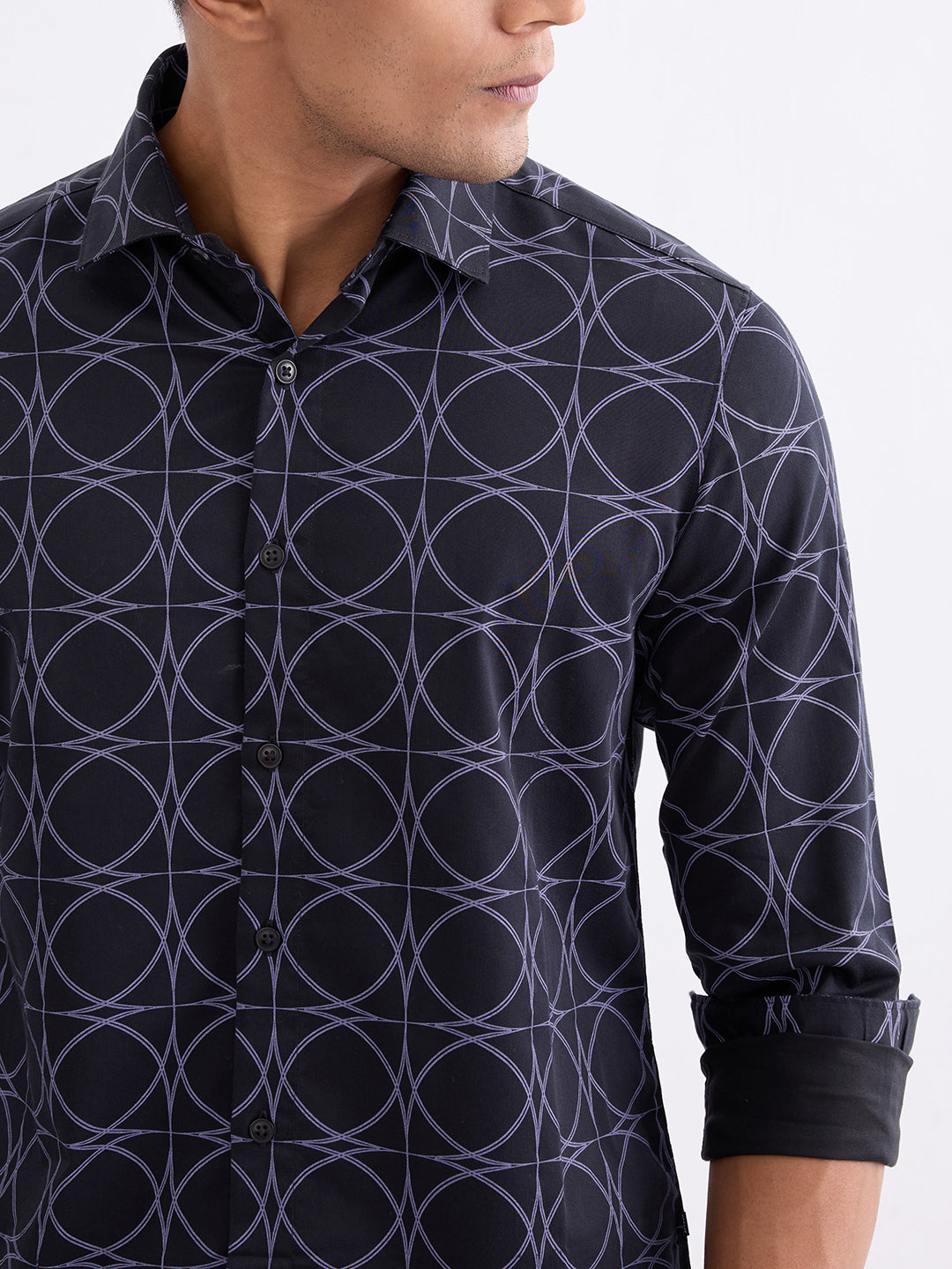 Spykar Black Slim Fit Casual Shirts For Men