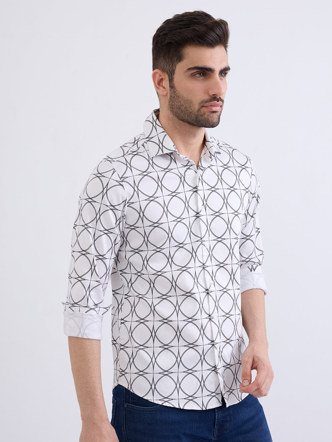 Spykar White Slim Fit Casual Shirts For Men