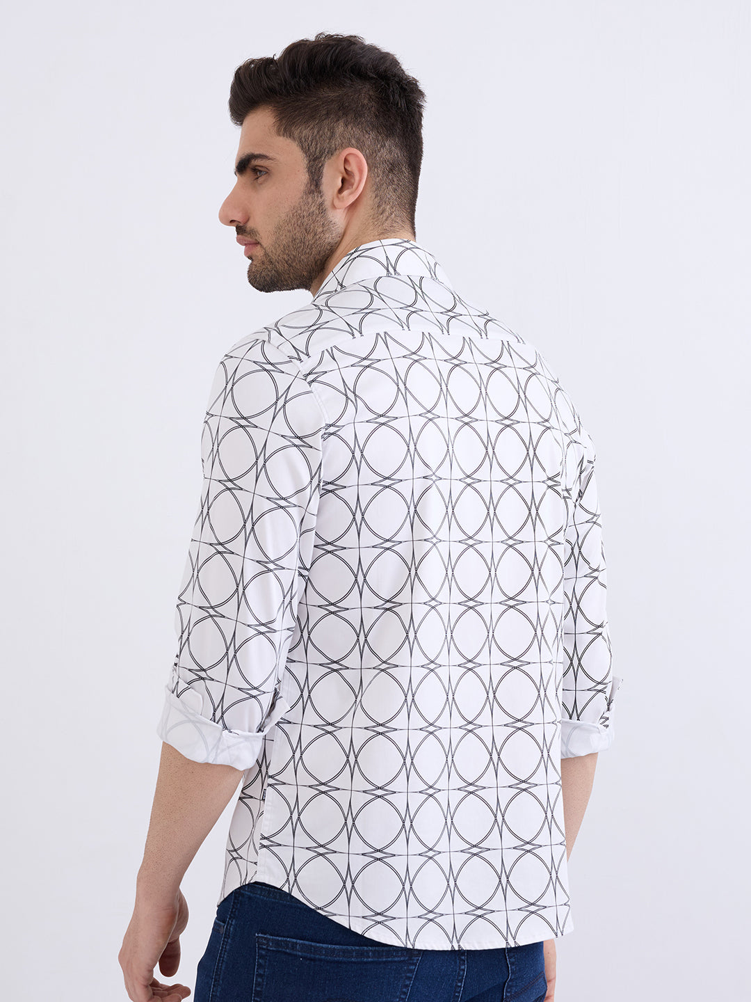 Spykar White Slim Fit Casual Shirts For Men