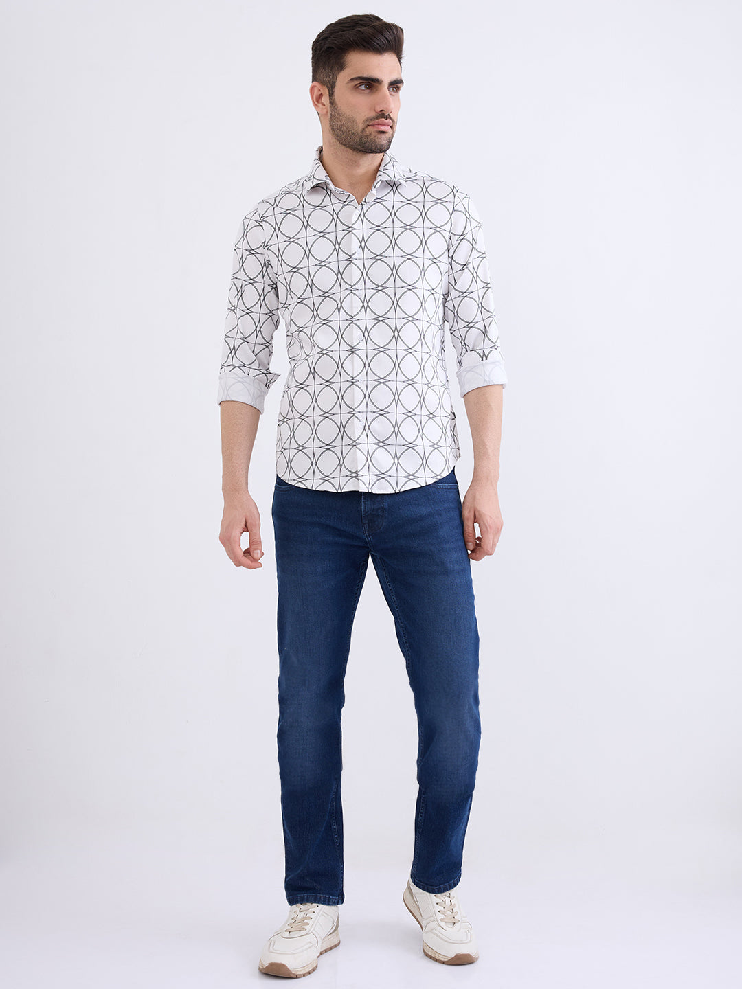 Spykar White Slim Fit Casual Shirts For Men