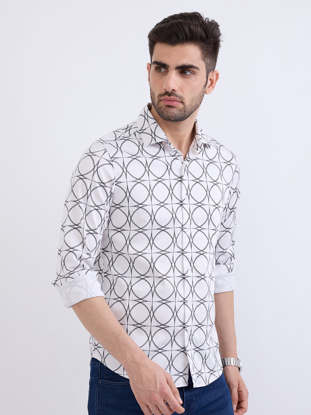 Spykar White Slim Fit Casual Shirts For Men