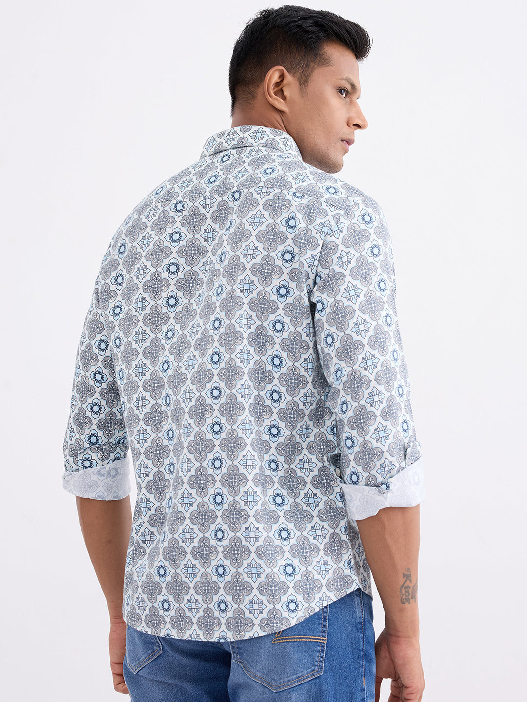 Spykar Air Force Blue Slim Fit Casual Shirts For Men
