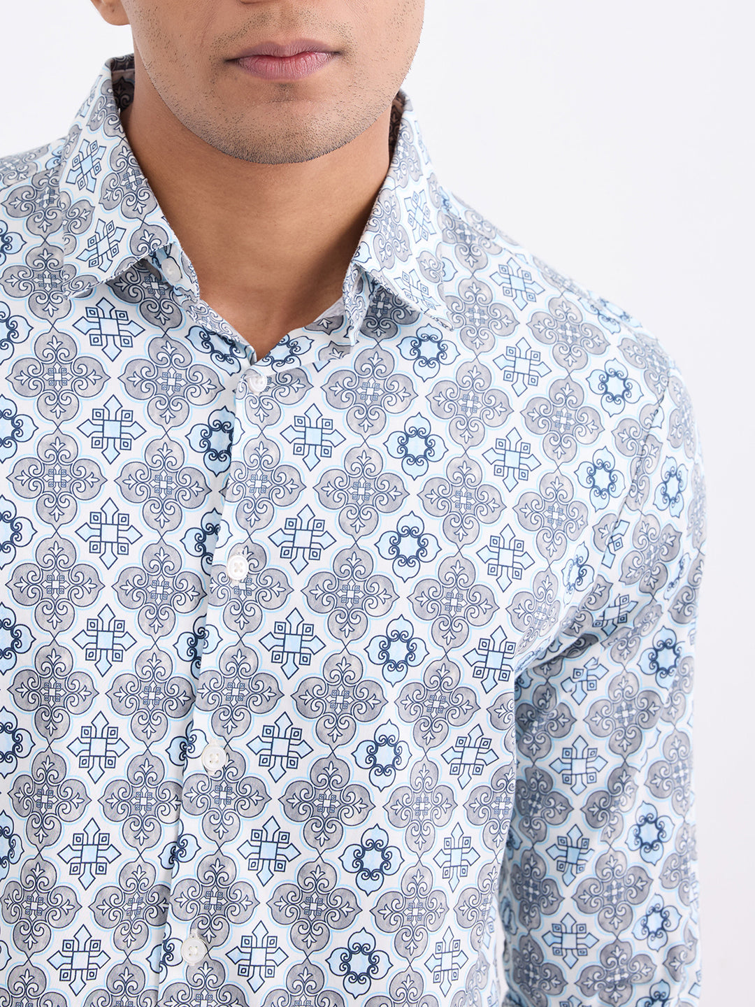 Spykar Air Force Blue Slim Fit Casual Shirts For Men
