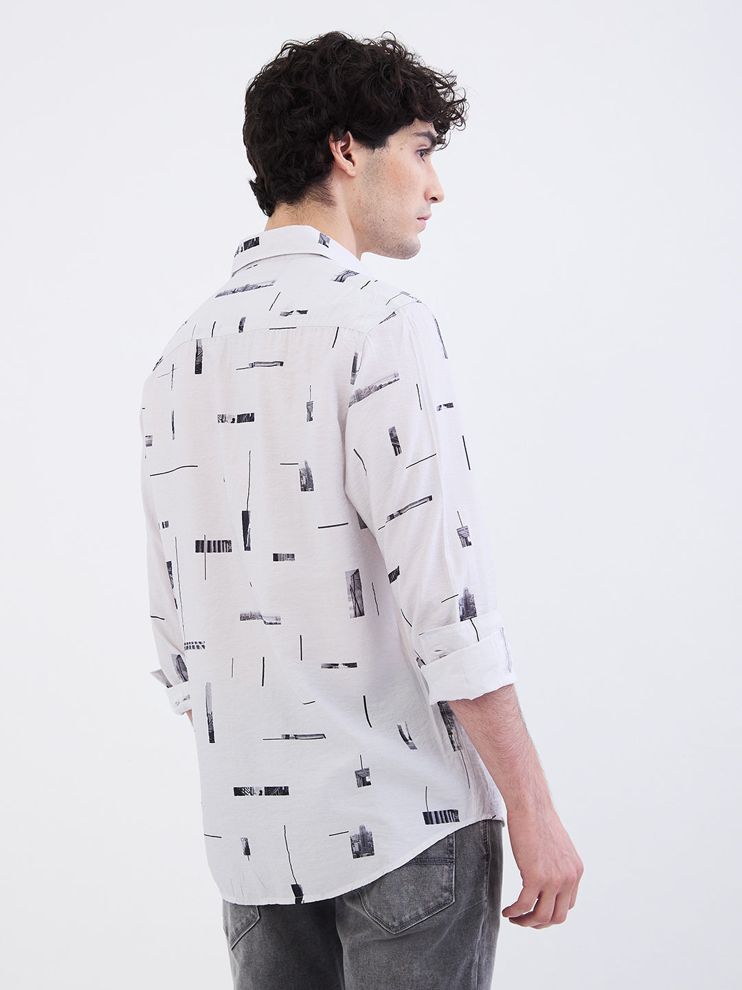 Spykar Silver Grey Slim Fit Casual Shirts For Men