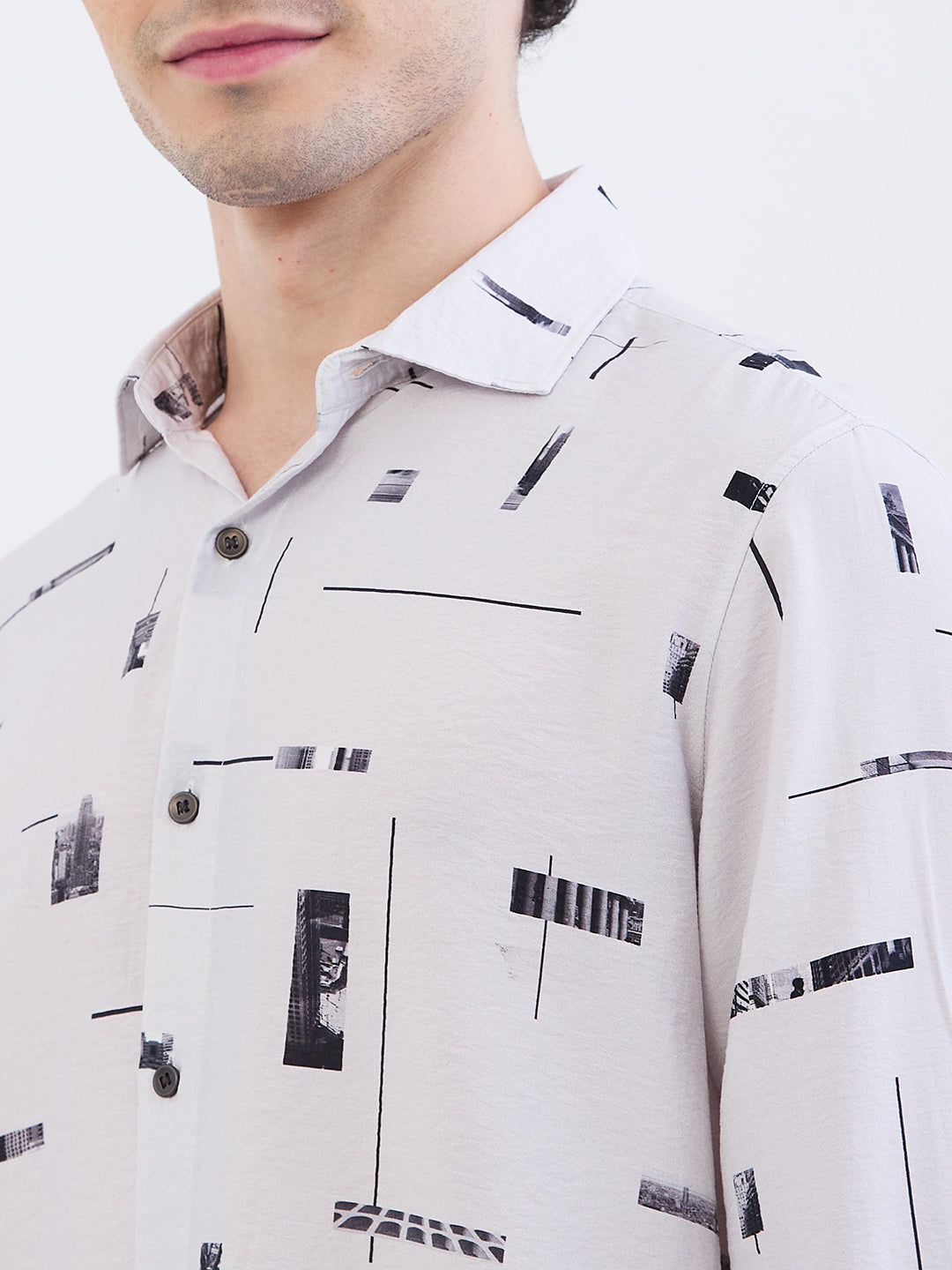 Spykar Silver Grey Slim Fit Casual Shirts For Men
