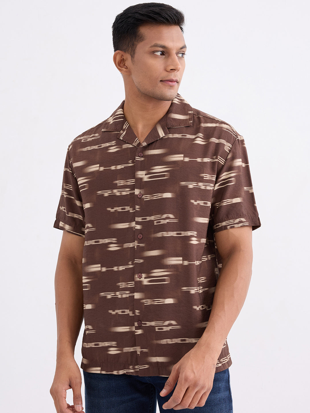 Spykar Bison Brown Relaxed Fit Casual Shirts For Men