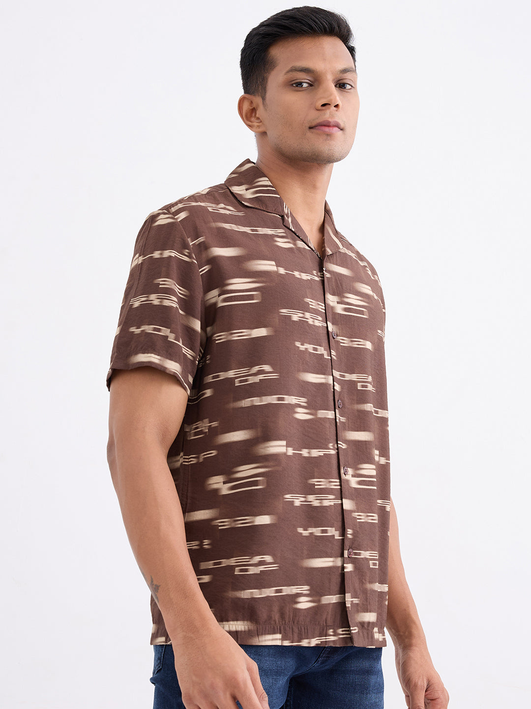 Spykar Bison Brown Relaxed Fit Casual Shirts For Men