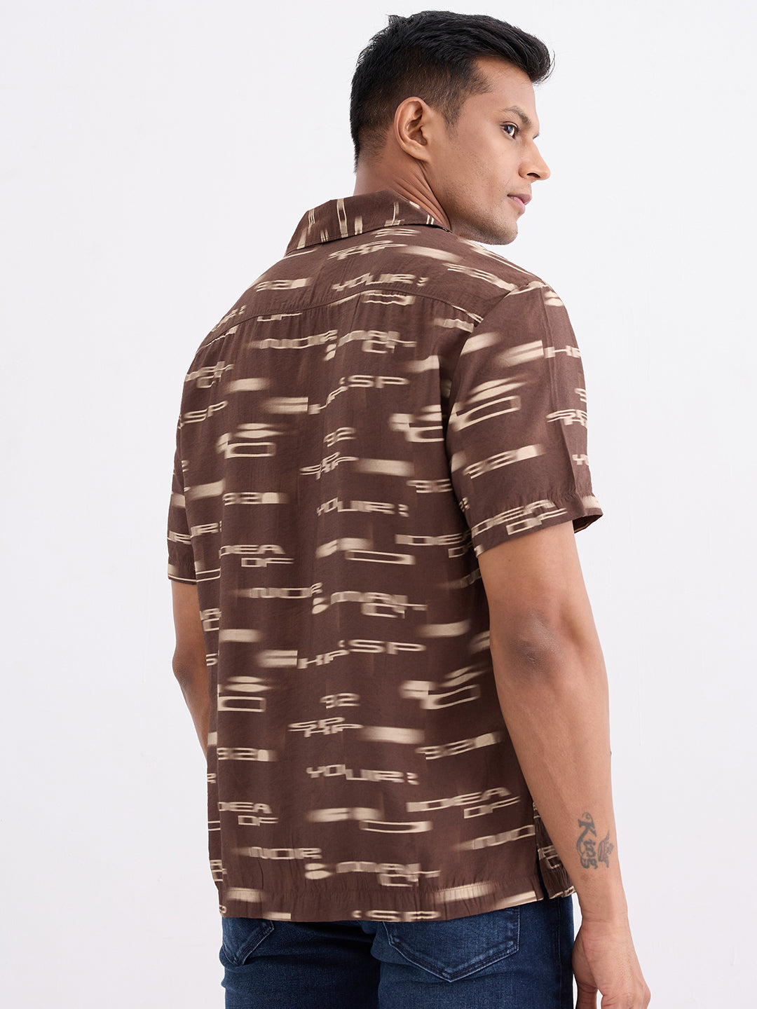 Spykar Bison Brown Relaxed Fit Casual Shirts For Men