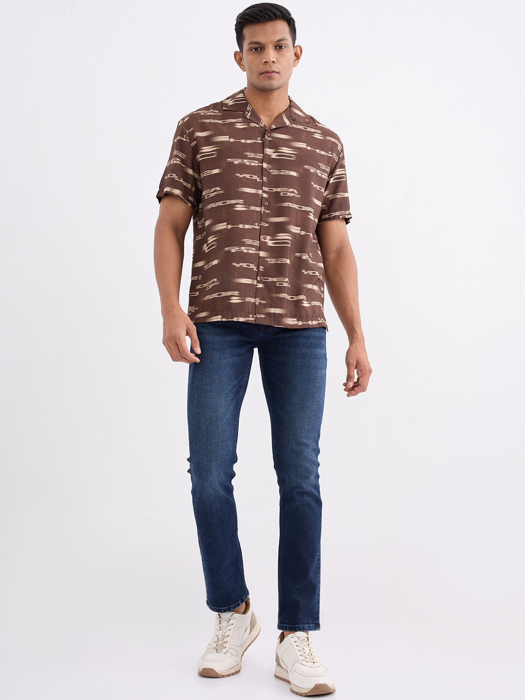 Spykar Bison Brown Relaxed Fit Casual Shirts For Men