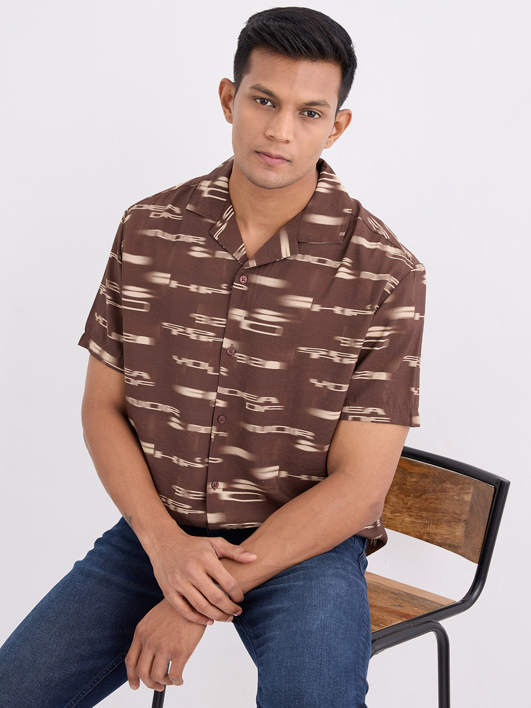 Spykar Bison Brown Relaxed Fit Casual Shirts For Men