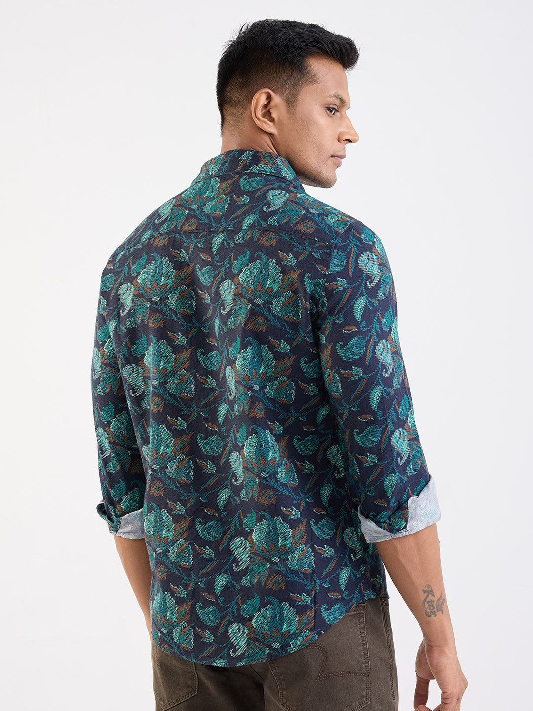 Spykar Navy Blue Slim Fit Casual Shirts For Men