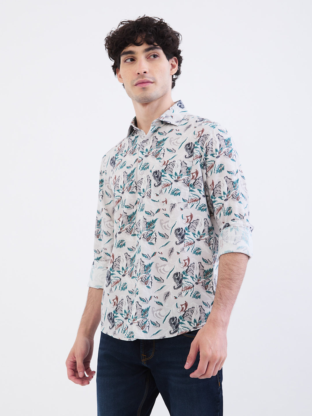 Men Shirt Grey Slim Fit