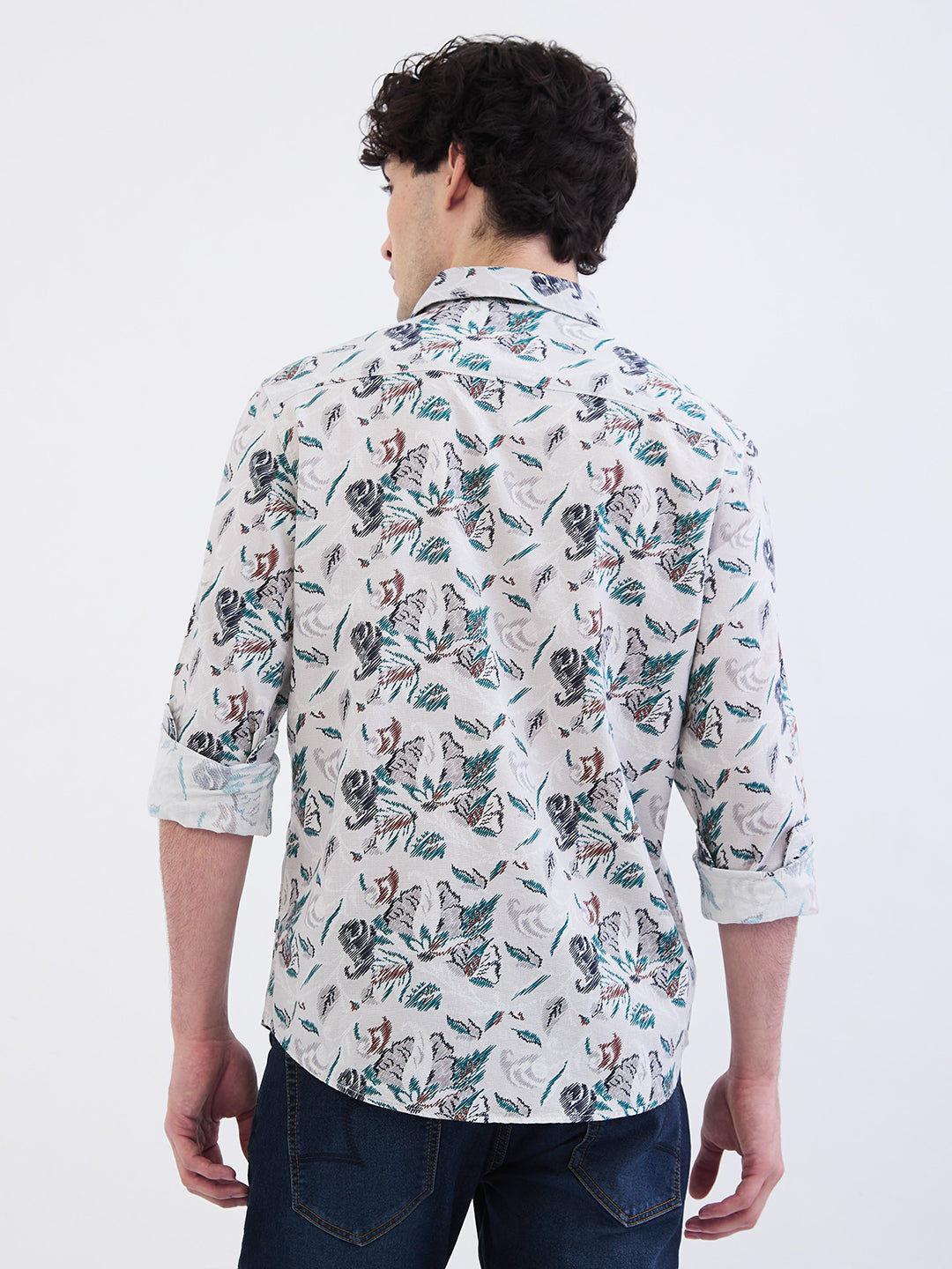 Spykar Silver Grey Slim Fit Casual Shirts For Men