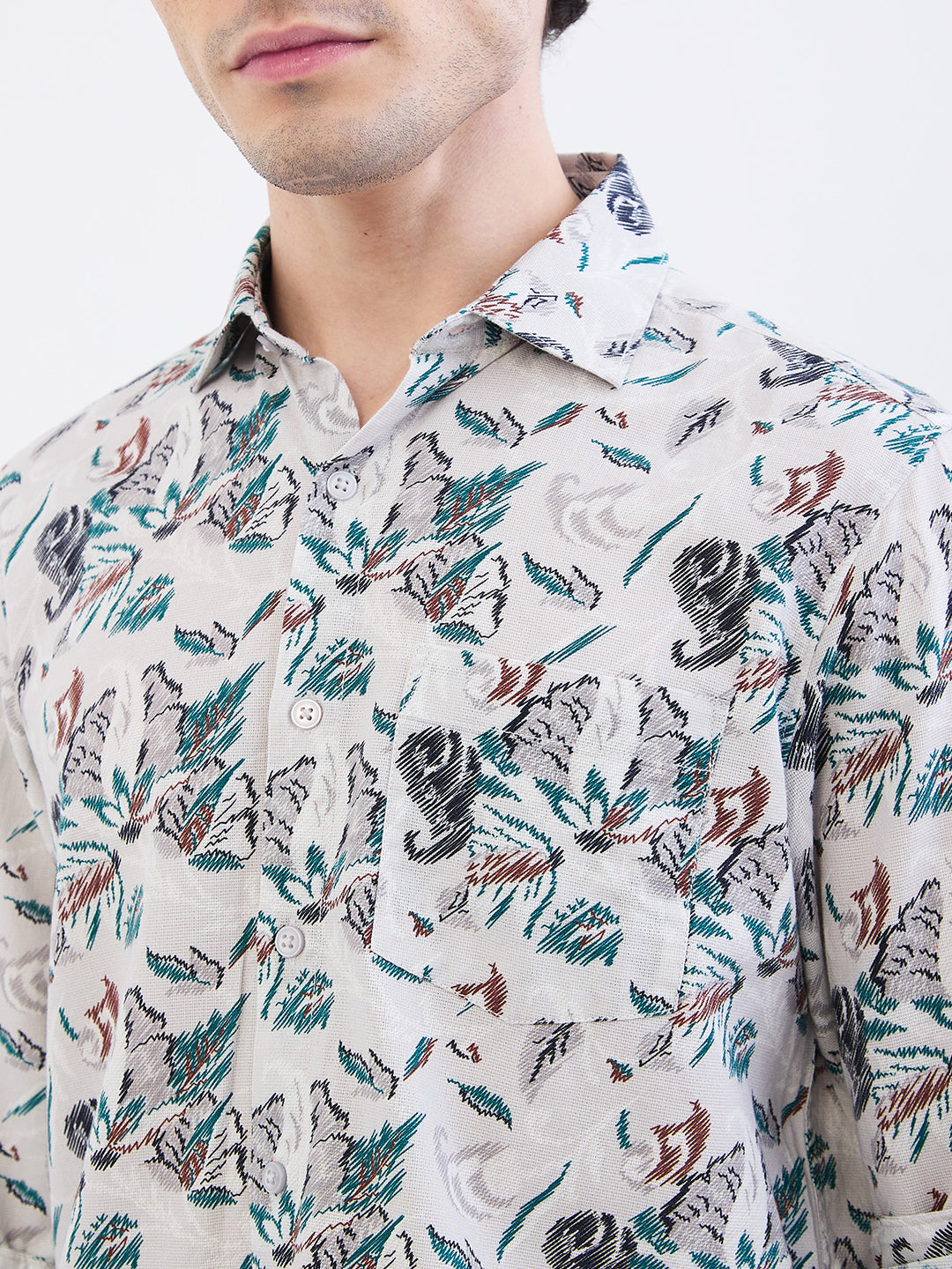 Spykar Silver Grey Slim Fit Casual Shirts For Men