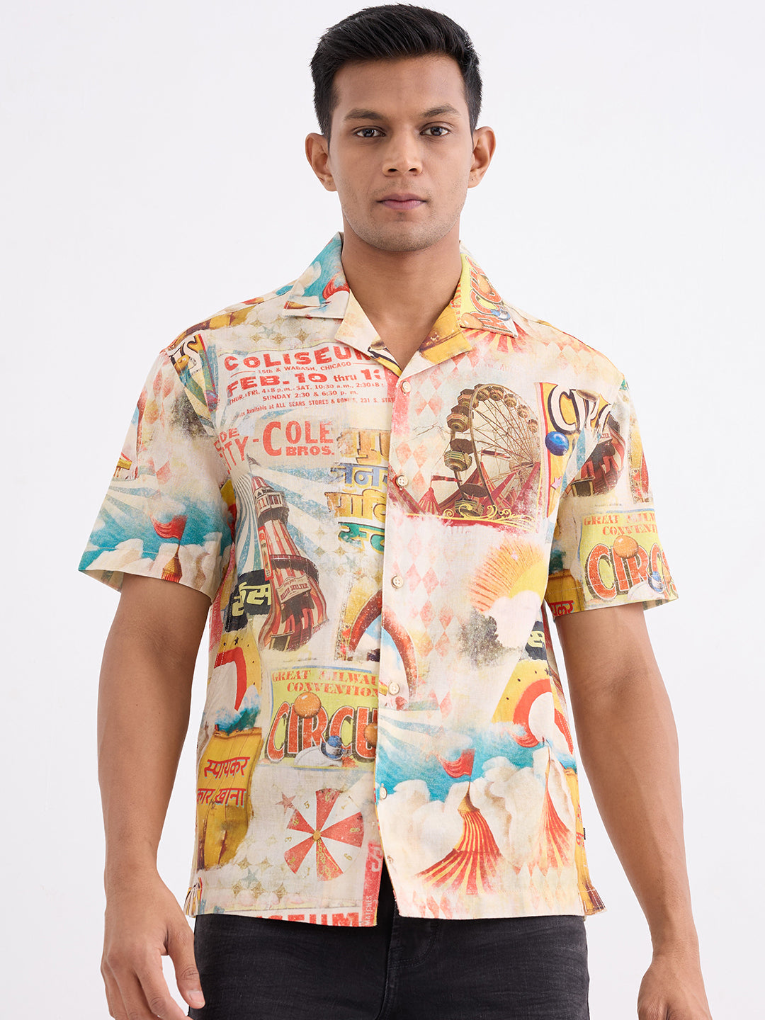 Spykar Amber Yellow Relaxed Fit Casual Shirts For Men