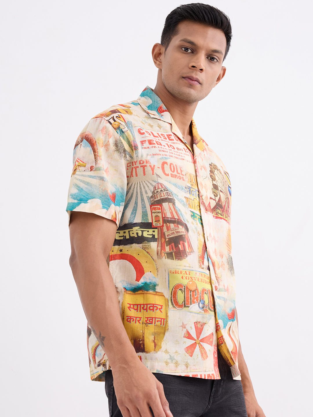 Spykar Amber Yellow Relaxed Fit Casual Shirts For Men