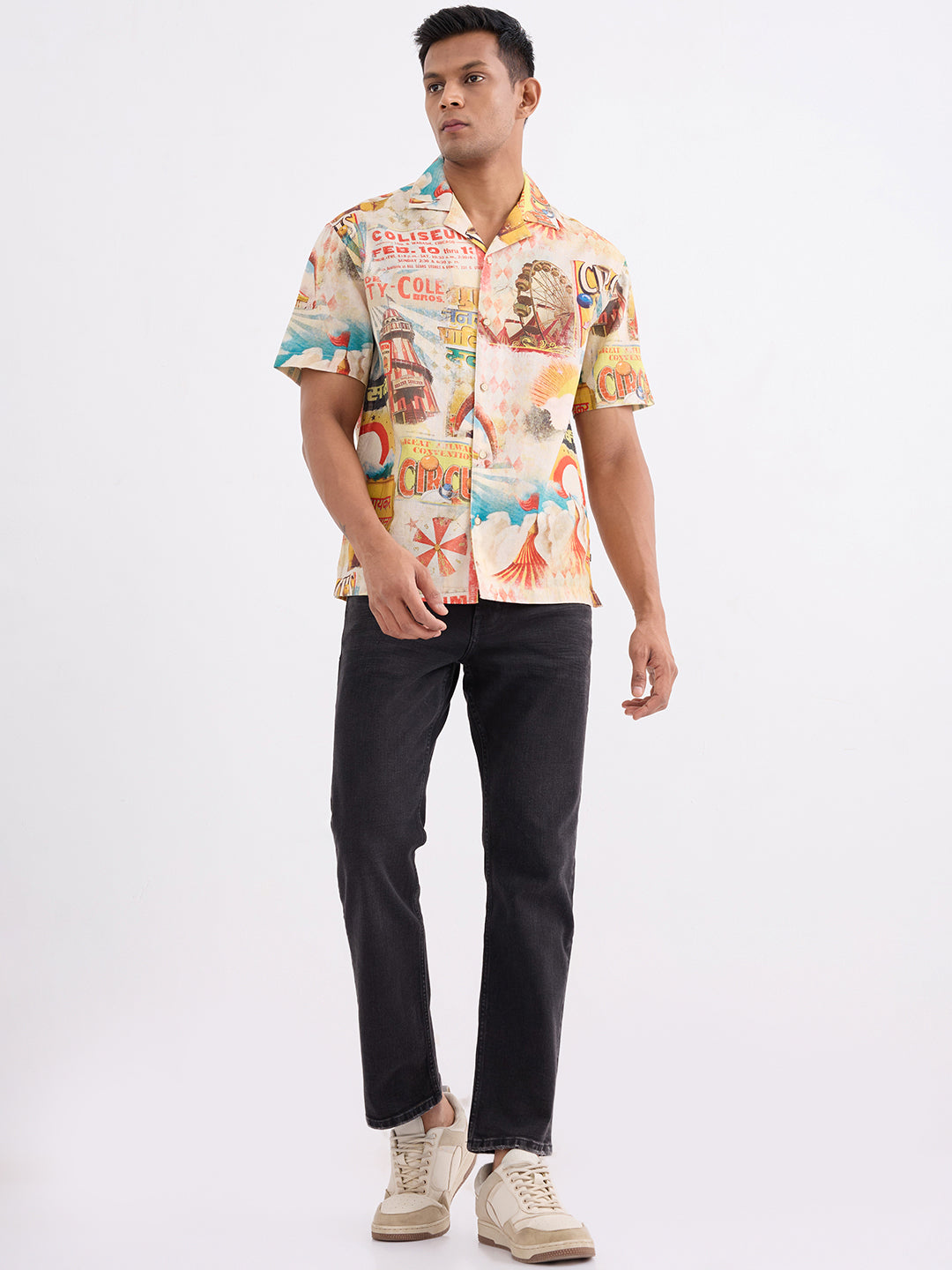 Spykar Amber Yellow Relaxed Fit Casual Shirts For Men