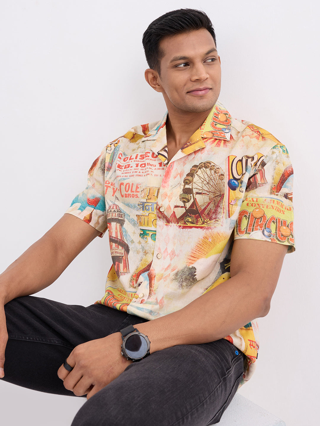 Spykar Amber Yellow Relaxed Fit Casual Shirts For Men