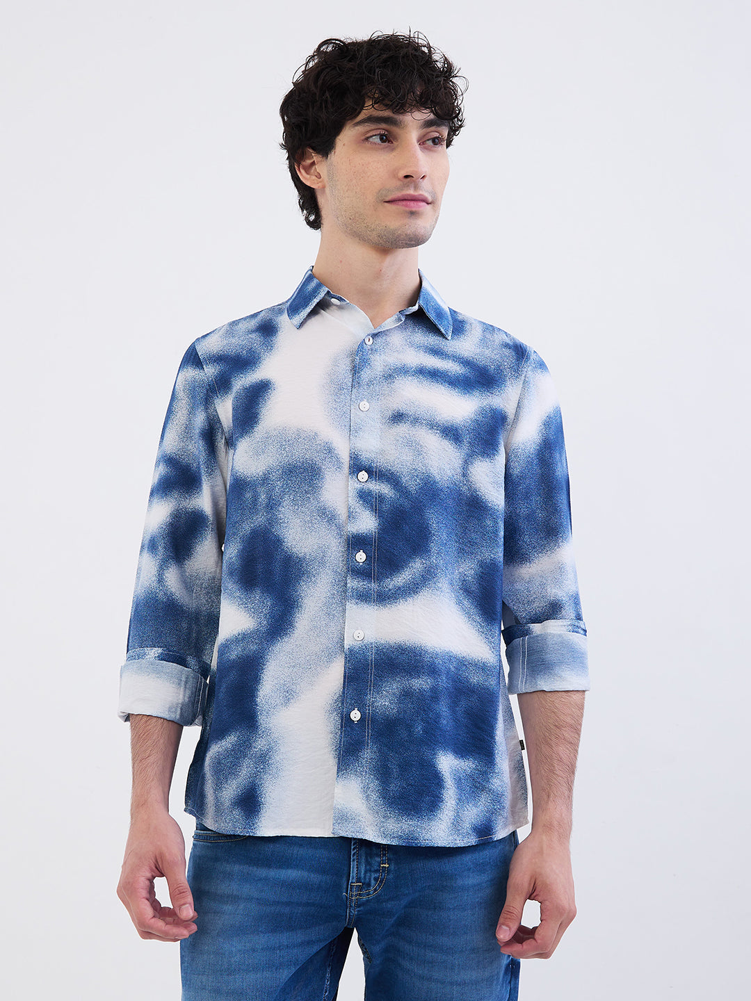 Spykar White Slim Fit Casual Shirts For Men