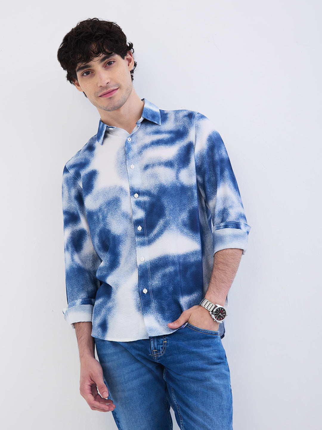 Spykar White Slim Fit Casual Shirts For Men