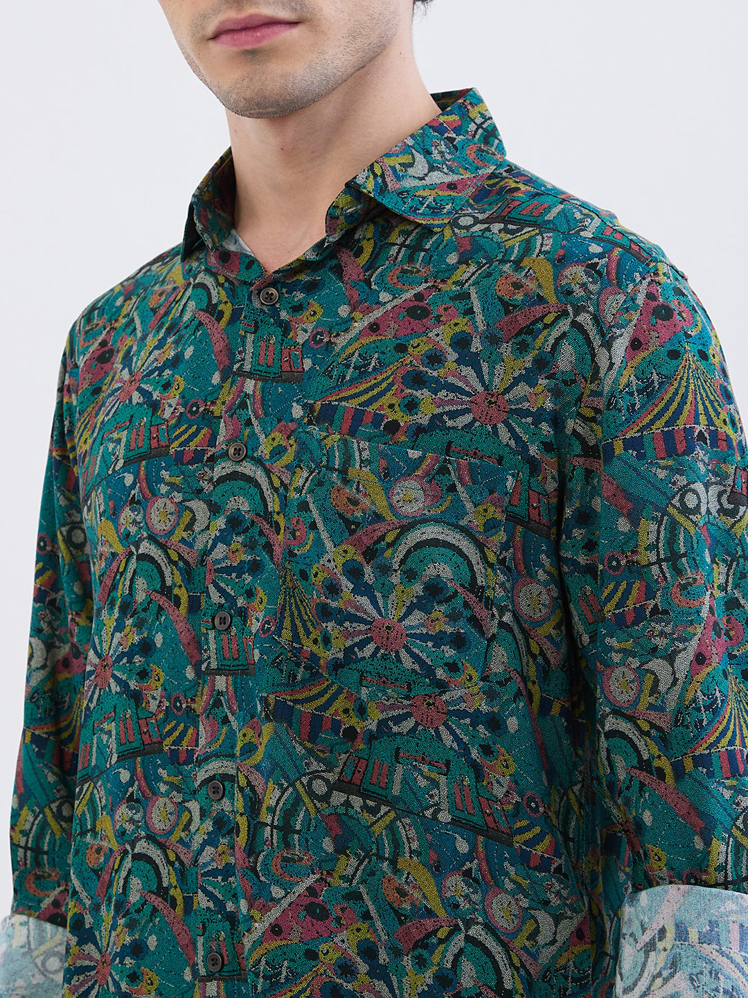 Spykar Aquatic Blue Slim Fit Casual Shirts For Men