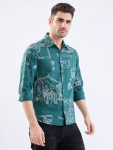 Men Shirt Green Slim Fit