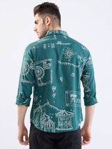 Men Shirt Green Slim Fit