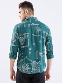 Men Shirt Green Slim Fit