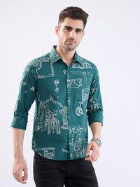 Men Shirt Green Slim Fit