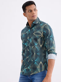 Men Shirt Green Slim Fit