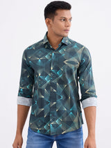 Men Shirt Green Slim Fit