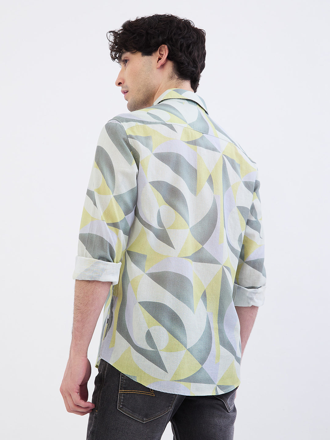 Men Shirt Beige Slim Fit