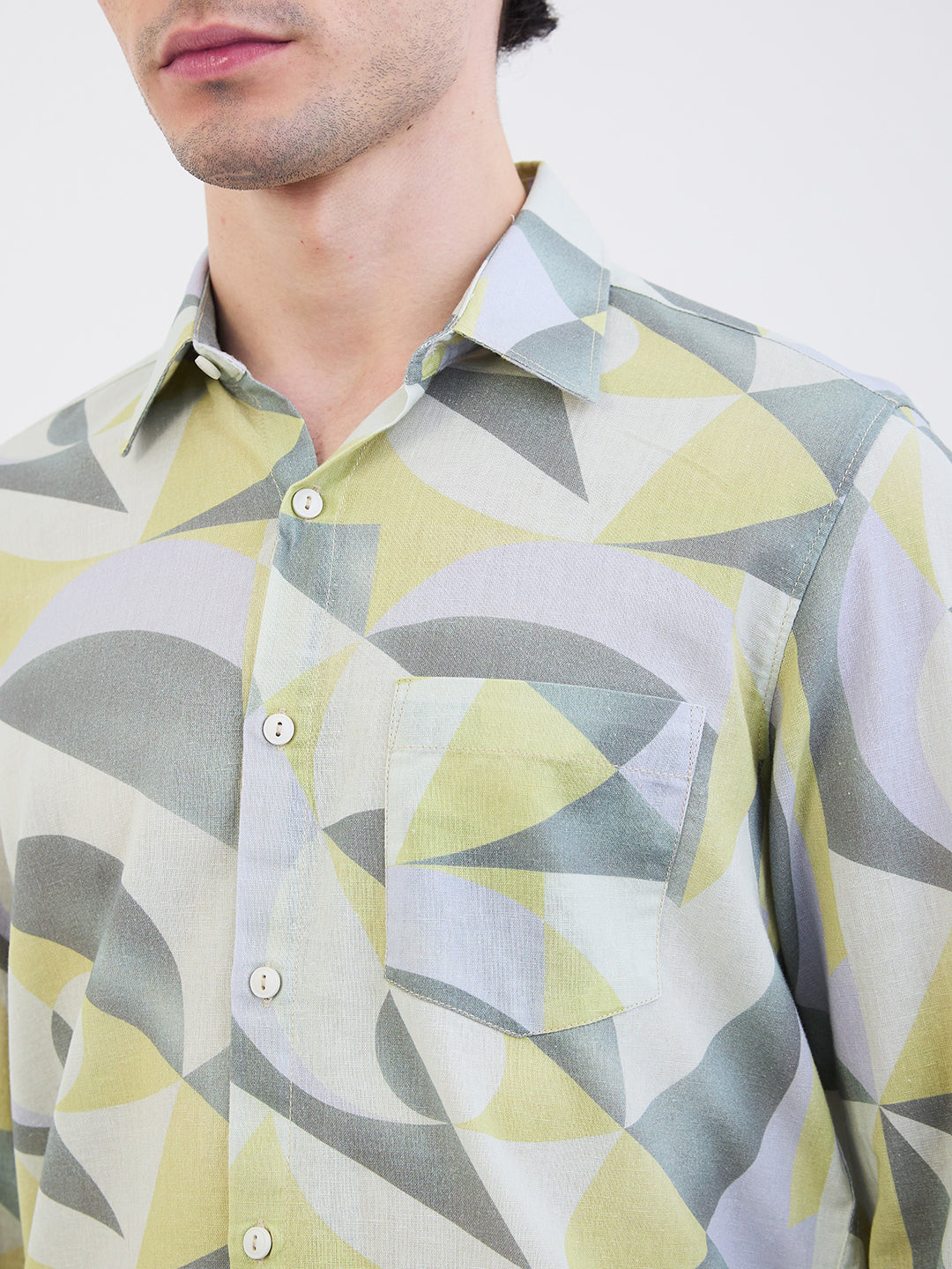 Spykar Ecru Slim Fit Casual Shirts For Men