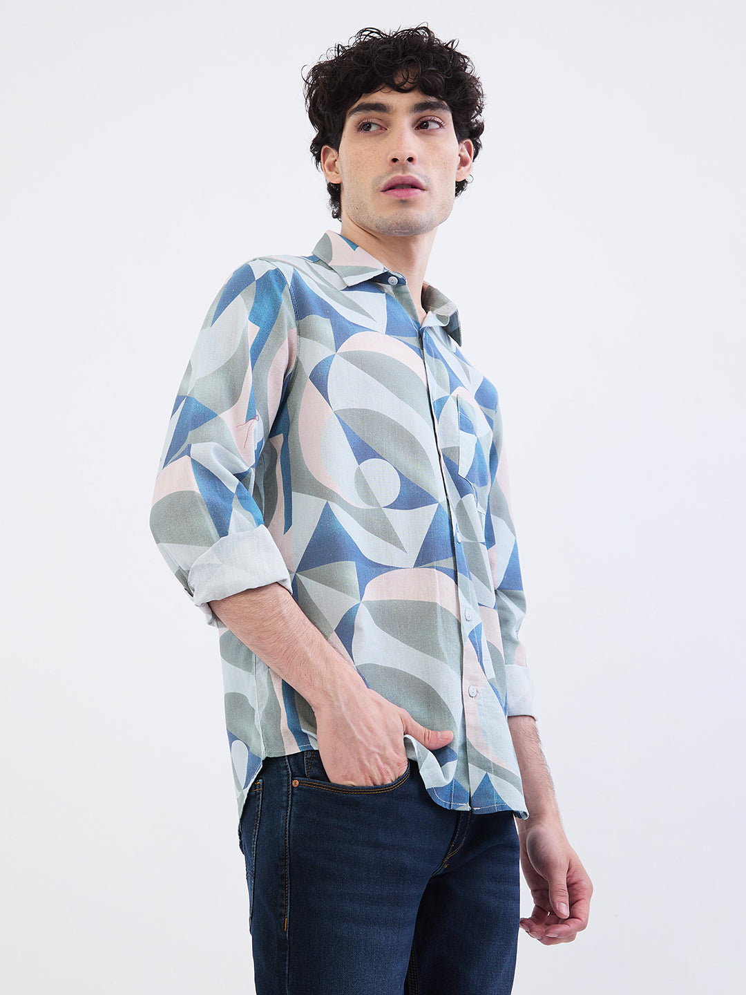 Men Shirt Grey Slim Fit