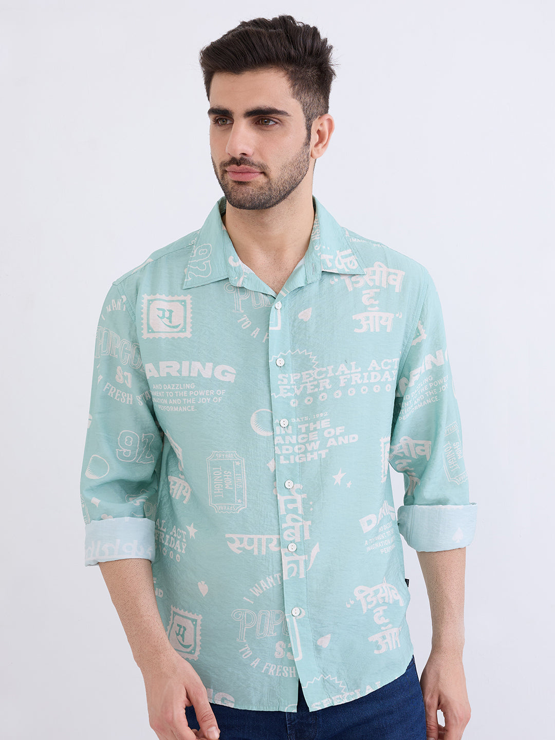 Men Shirt Blue Comfort Fit