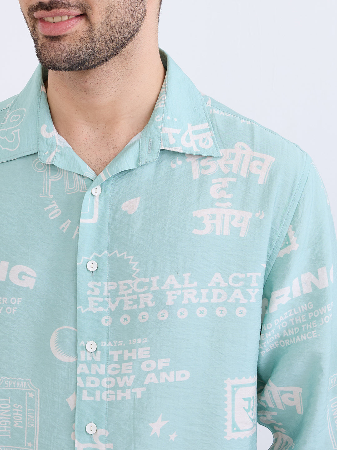 Spykar Aquatic Blue Comfort Fit Casual Shirts For Men