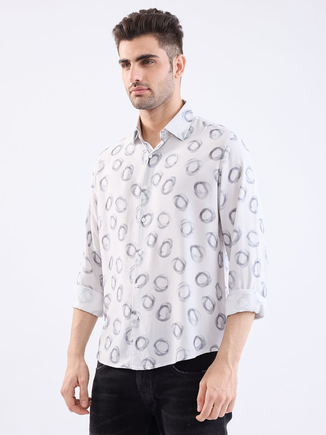 Spykar White Slim Fit Casual Shirts For Men