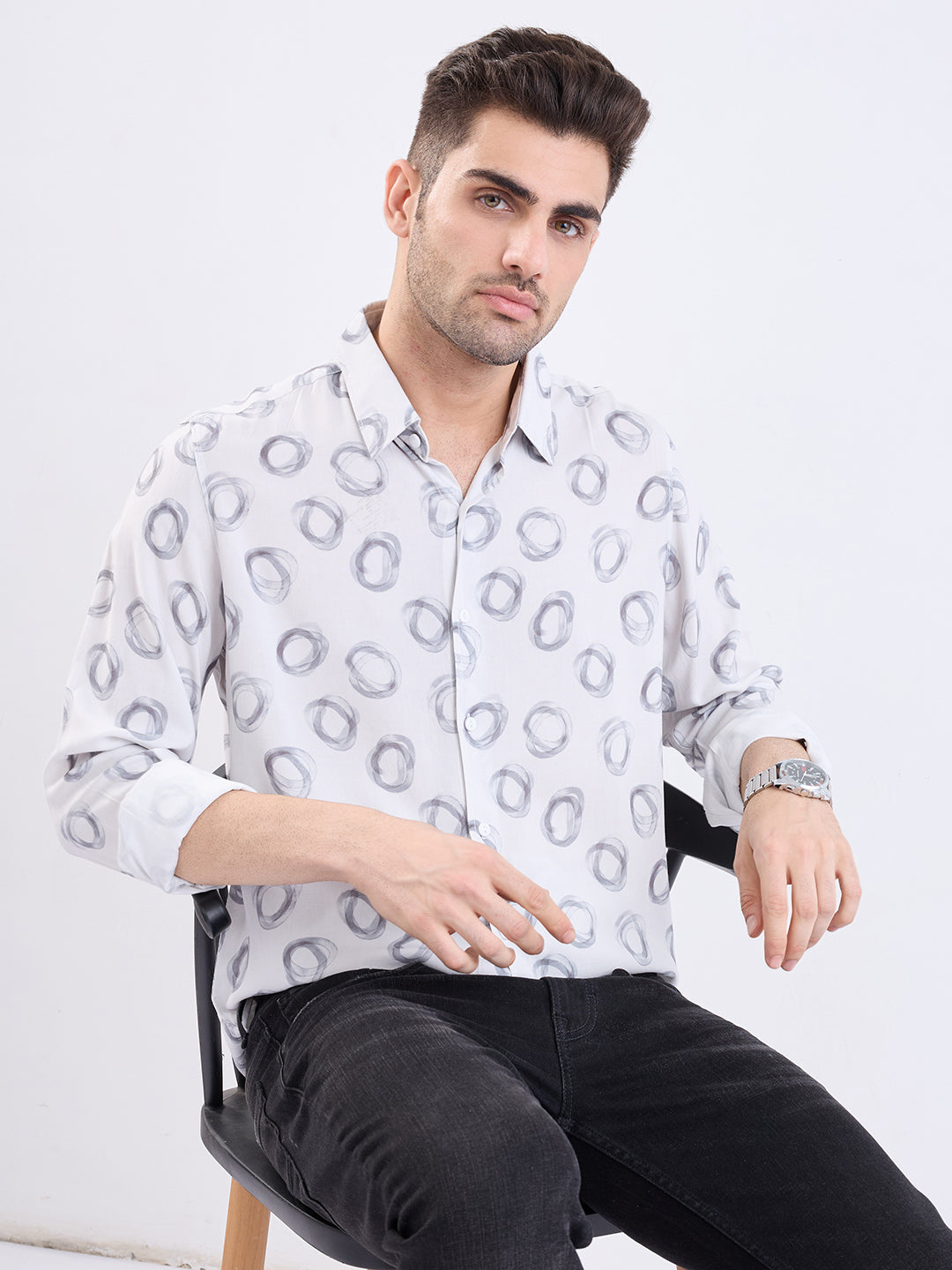 Spykar White Slim Fit Casual Shirts For Men