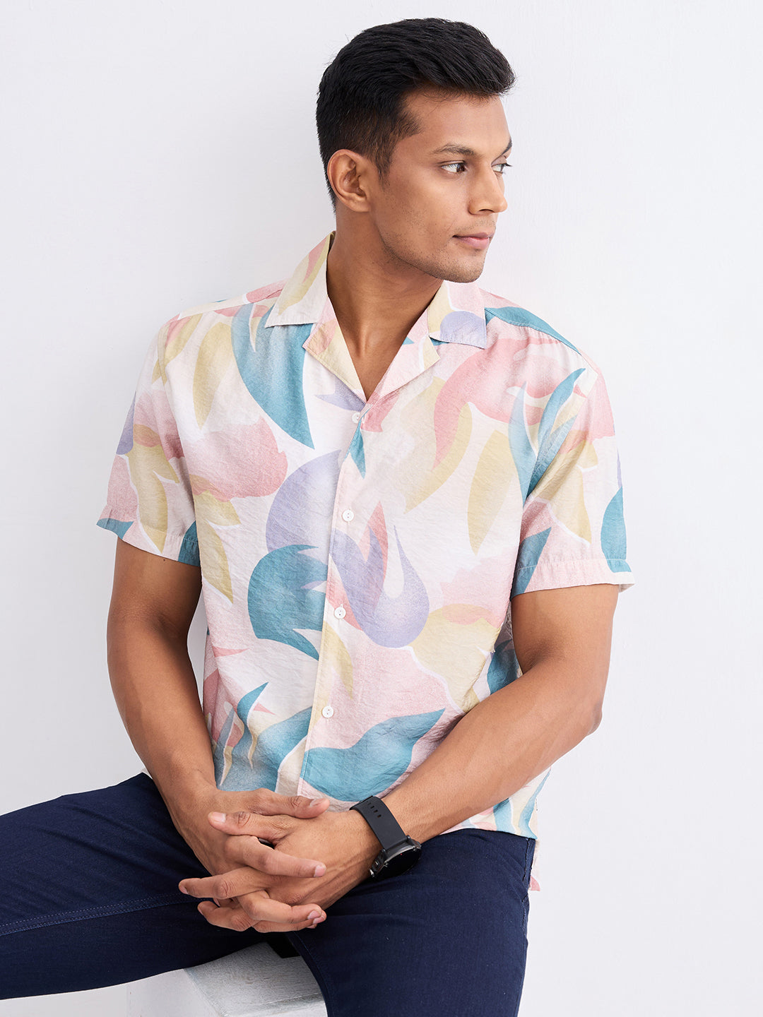 Spykar Ecru Relaxed Fit Casual Shirts For Men