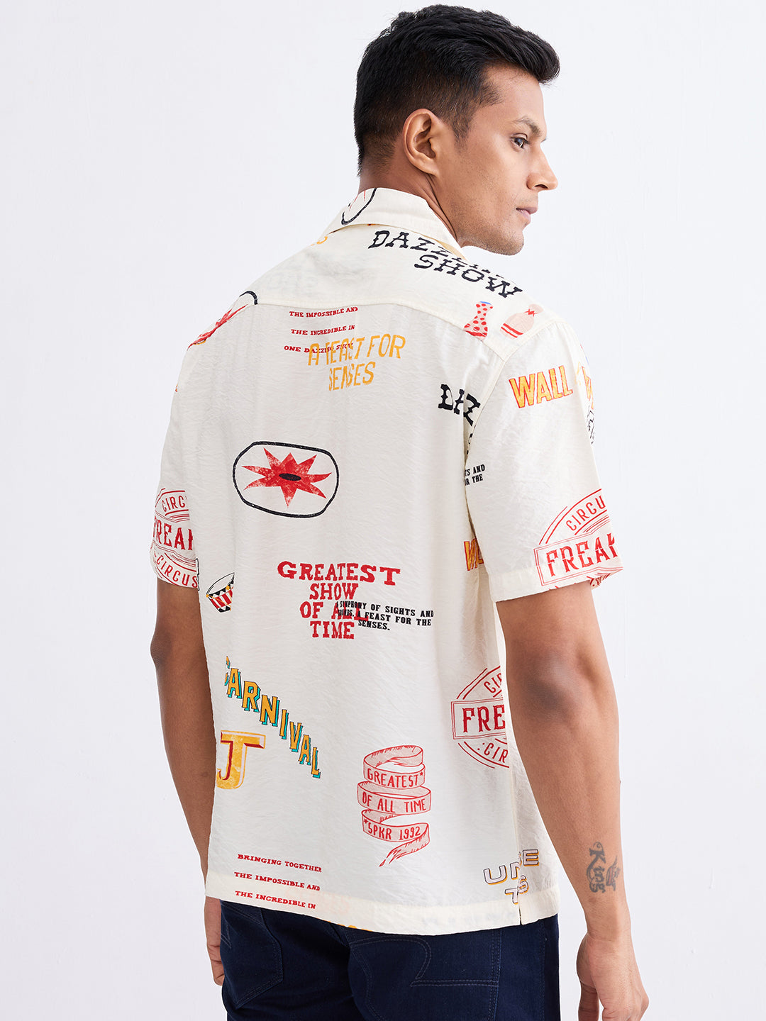Spykar Ecru Relaxed Fit Casual Shirts For Men