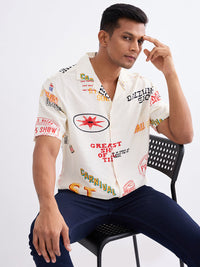 Men Shirt Beige Relaxed Fit