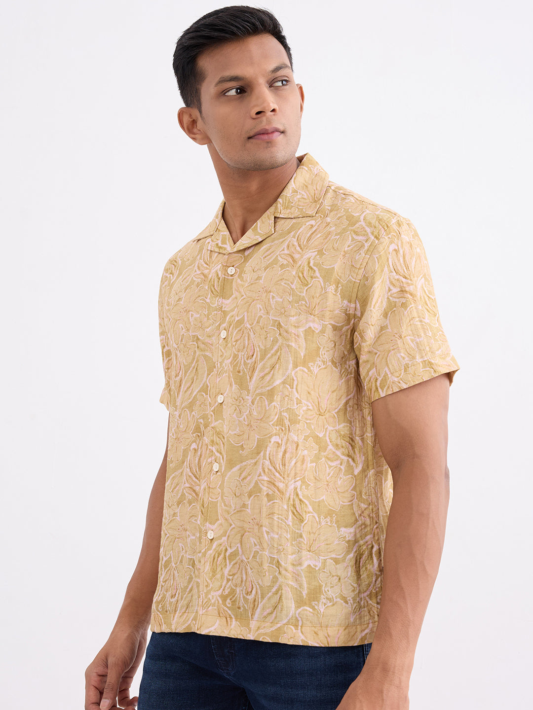 Spykar Sunset Yellow Relaxed Fit Casual Shirts For Men