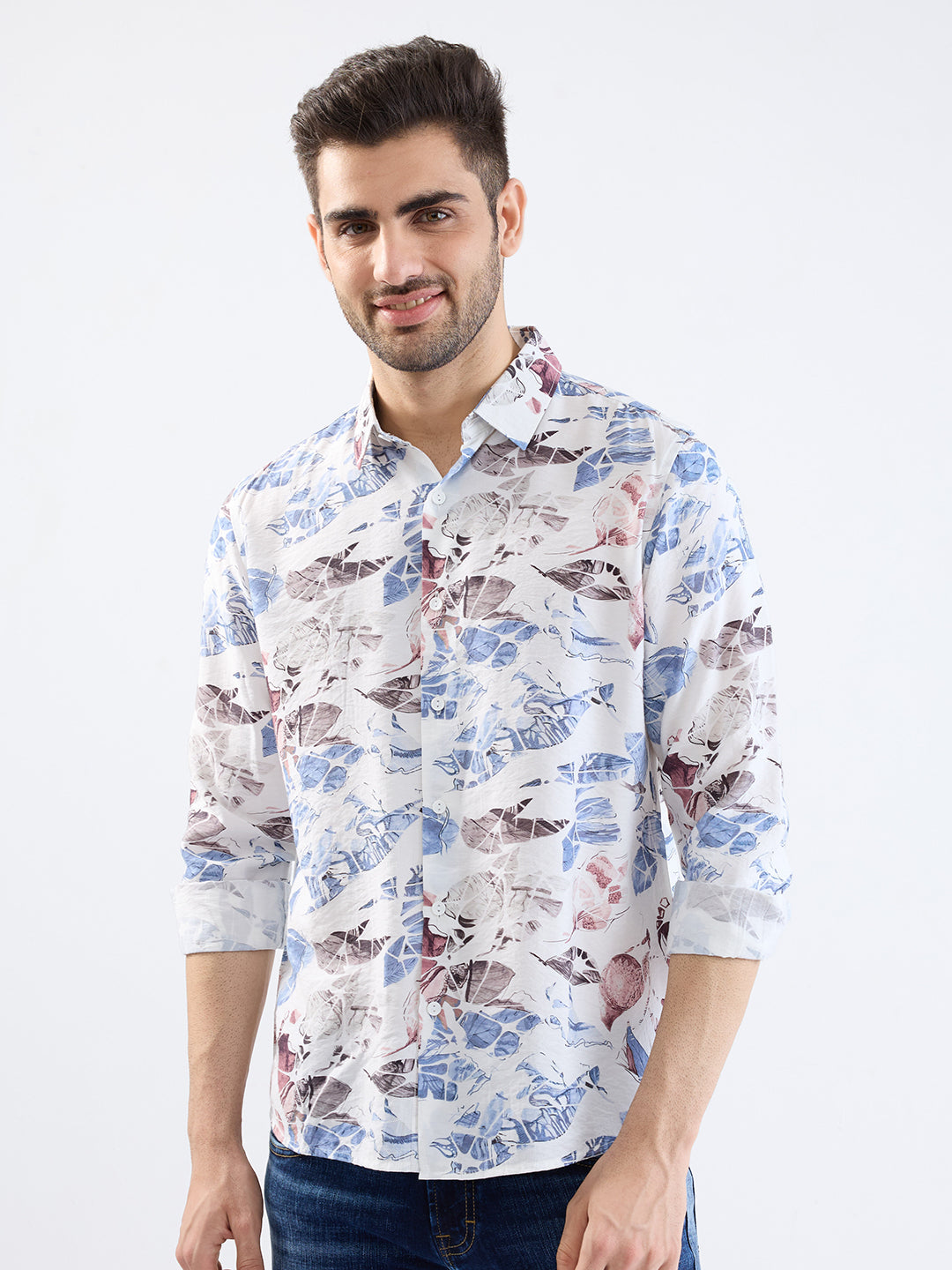 Spykar Air Force Blue Slim Fit Casual Shirts For Men