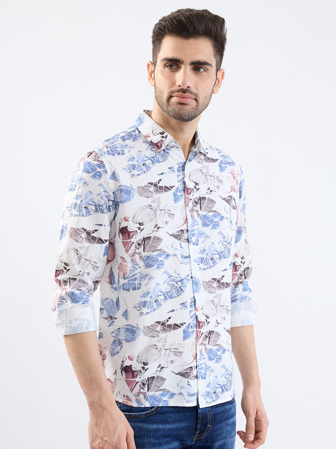 Spykar Air Force Blue Slim Fit Casual Shirts For Men